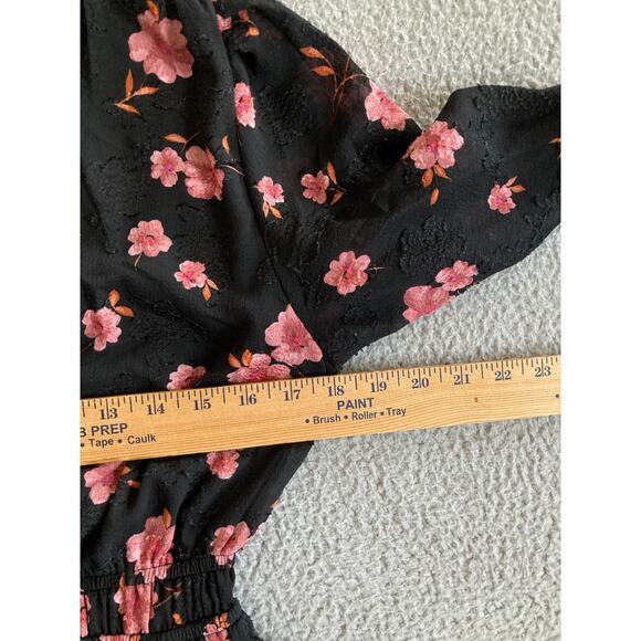 Draper James Mini Dress Small Floral Puff Sleeve Fit Flare Floral Pink Classic - Picture 13 of 15